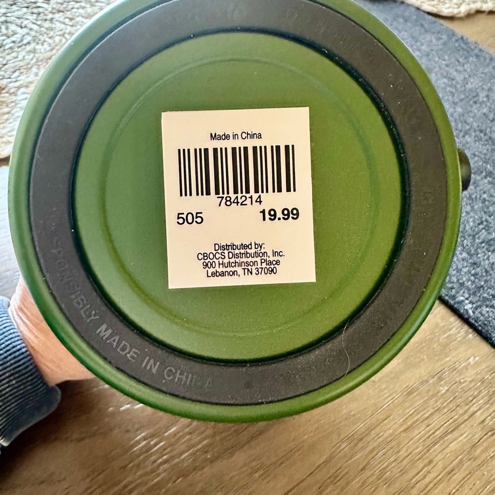 Cracker Barrel Green Travel Mug with Red & Yellow Lawn Mower Graphic - Picture 6 of 6